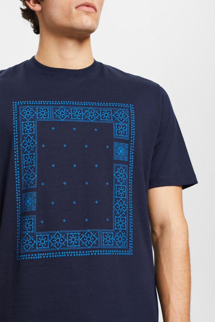 Relaxed fit cotton t-shirt with front print, NAVY, detail image number 2
