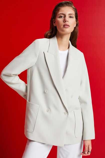 Crepe Double-breasted Blazer