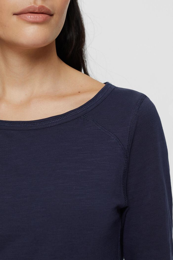 Jersey long sleeve top, NAVY, detail image number 0