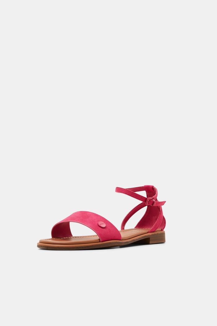 Vegan Suede Ankle Strap Sandals, PINK FUCHSIA, detail image number 2