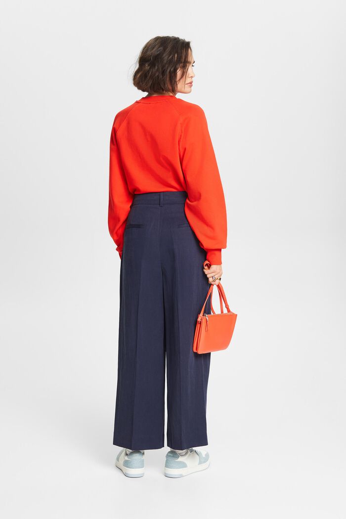 High-Rise Wide-Leg Culotte Pants, NAVY, detail image number 2