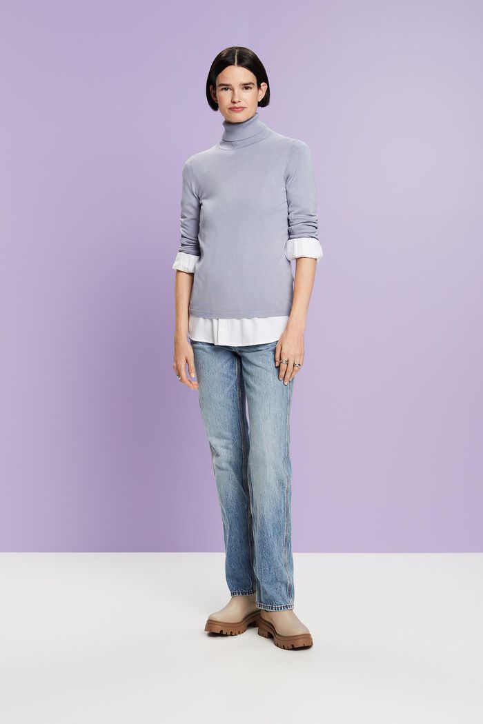 Long-Sleeve Turtleneck Sweater, LIGHT BLUE LAVENDER, detail image number 0
