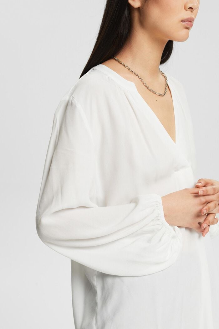 Blouse with a cup-shaped neckline, OFF WHITE, detail image number 2