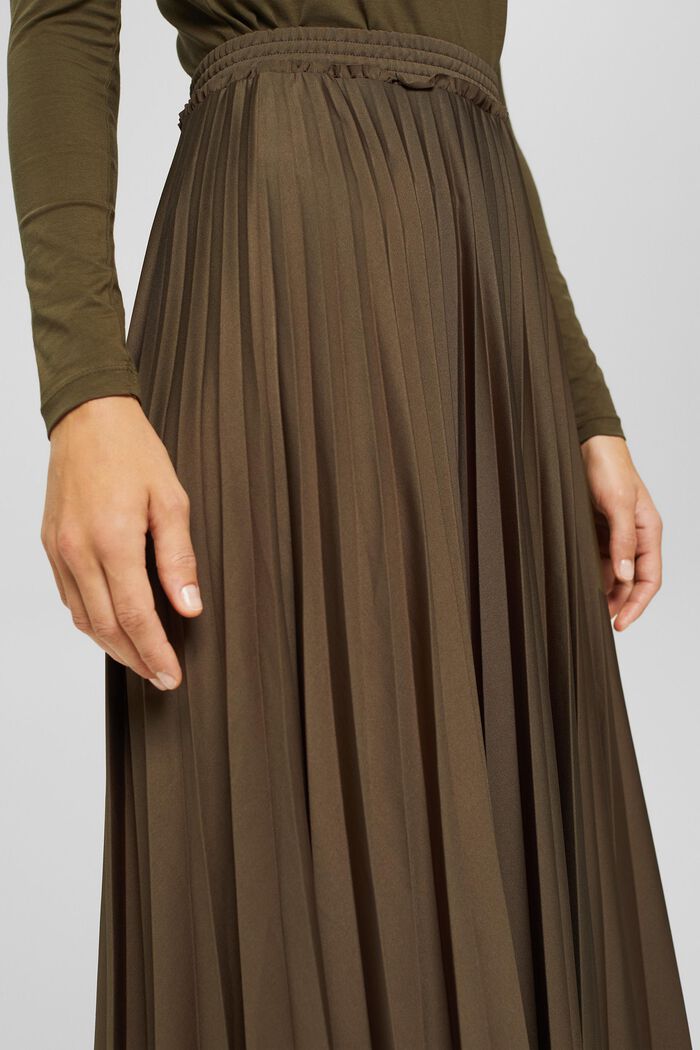 Pleated midi skirt, DARK KHAKI, detail image number 2