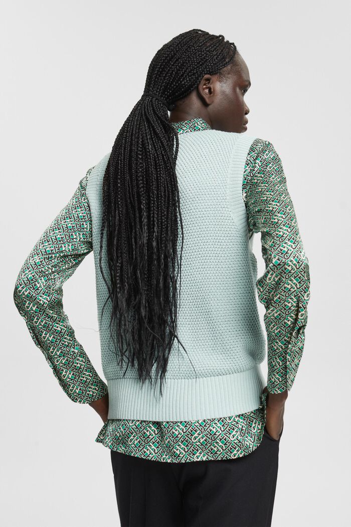 Sleeveless jumper, cotton blend, LIGHT AQUA GREEN, detail image number 3