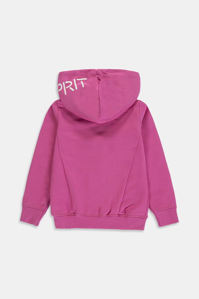 Zip-up hoodie with a logo print, 100% cotton, PINK, detail image number 1