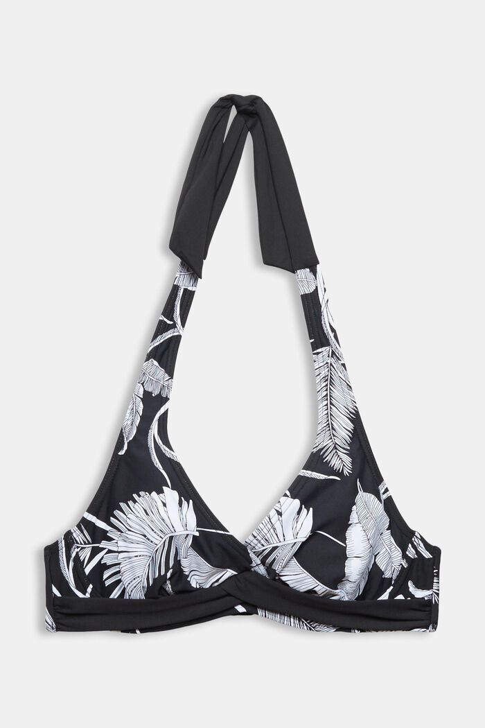 Recycled: halterneck bikini top with a palm tree print