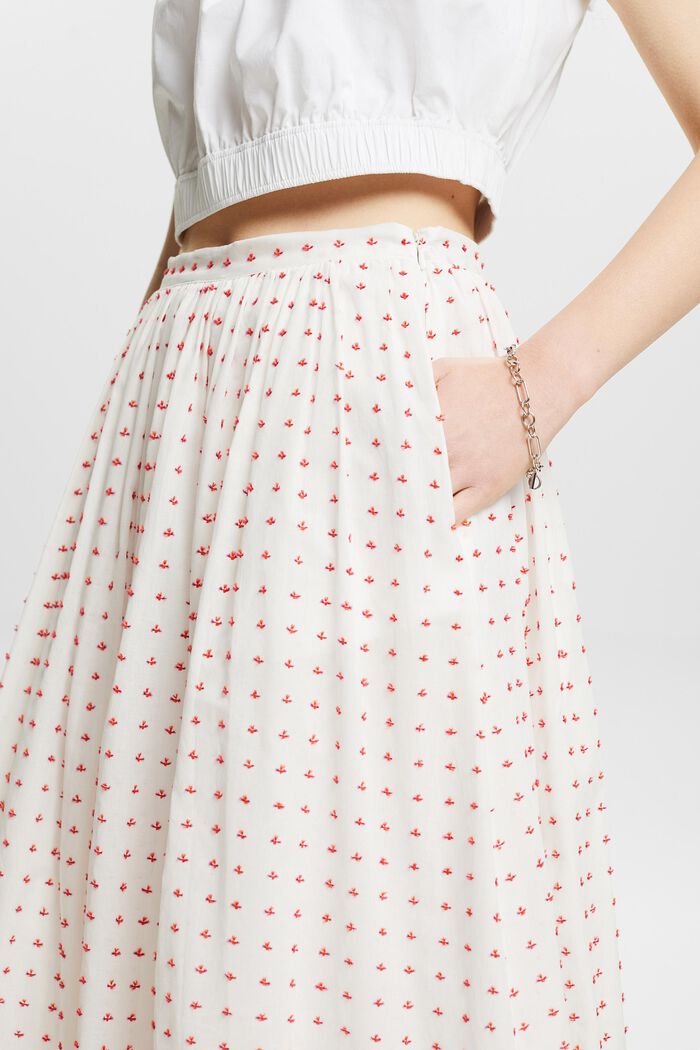 Textured Bubble Hem Midi Skirt, WHITE, detail image number 3