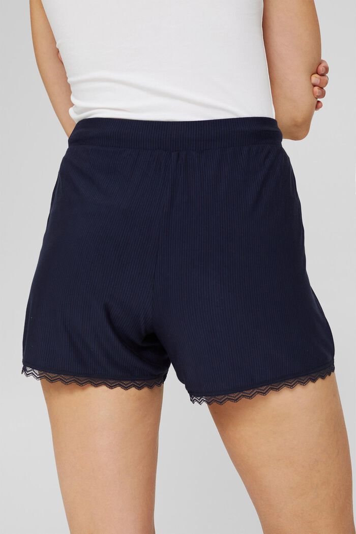 Pyjama shorts with lace, LENZING™ ECOVERO™, NAVY, detail image number 2
