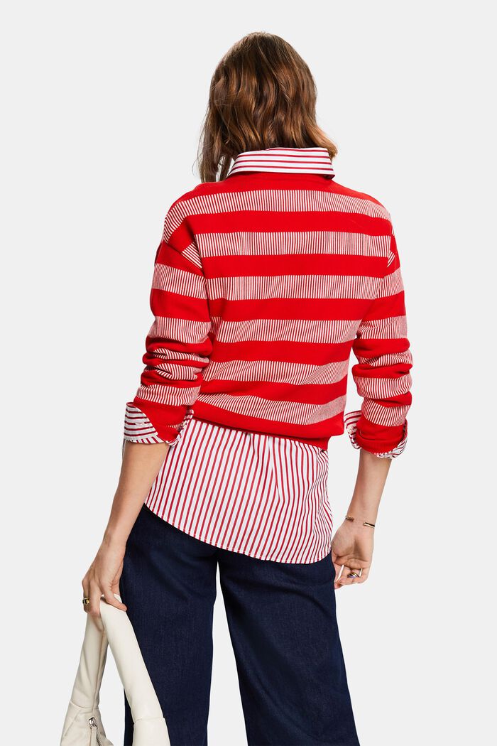 Jacquard Striped Crewneck Sweater, RED, detail image number 2