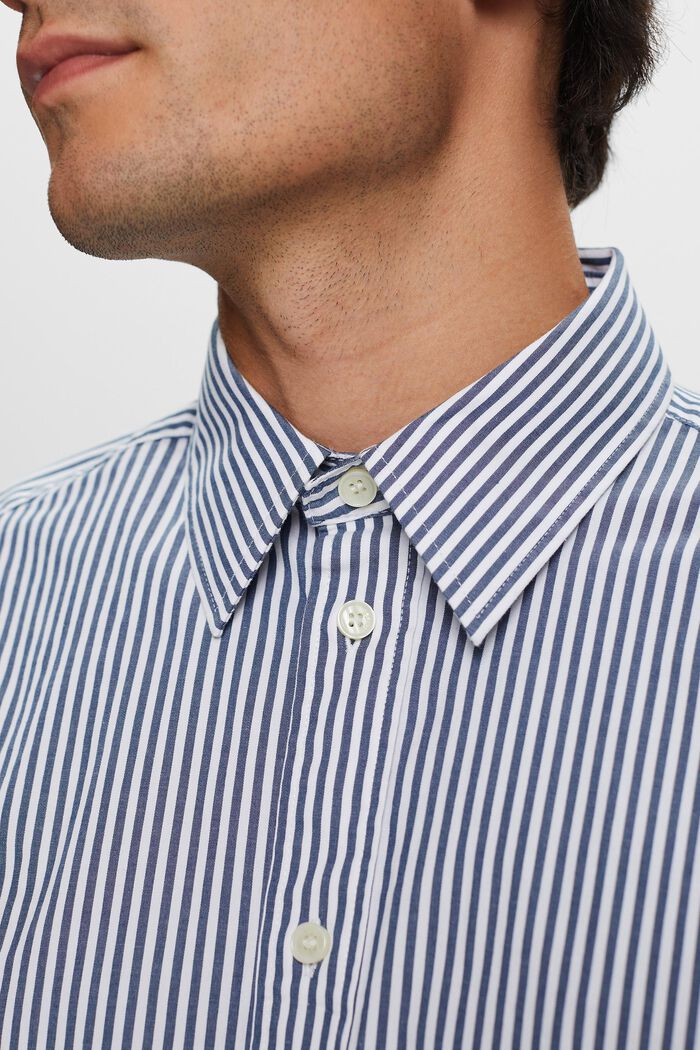 Striped Cotton Poplin Shirt, GREY BLUE, detail image number 1