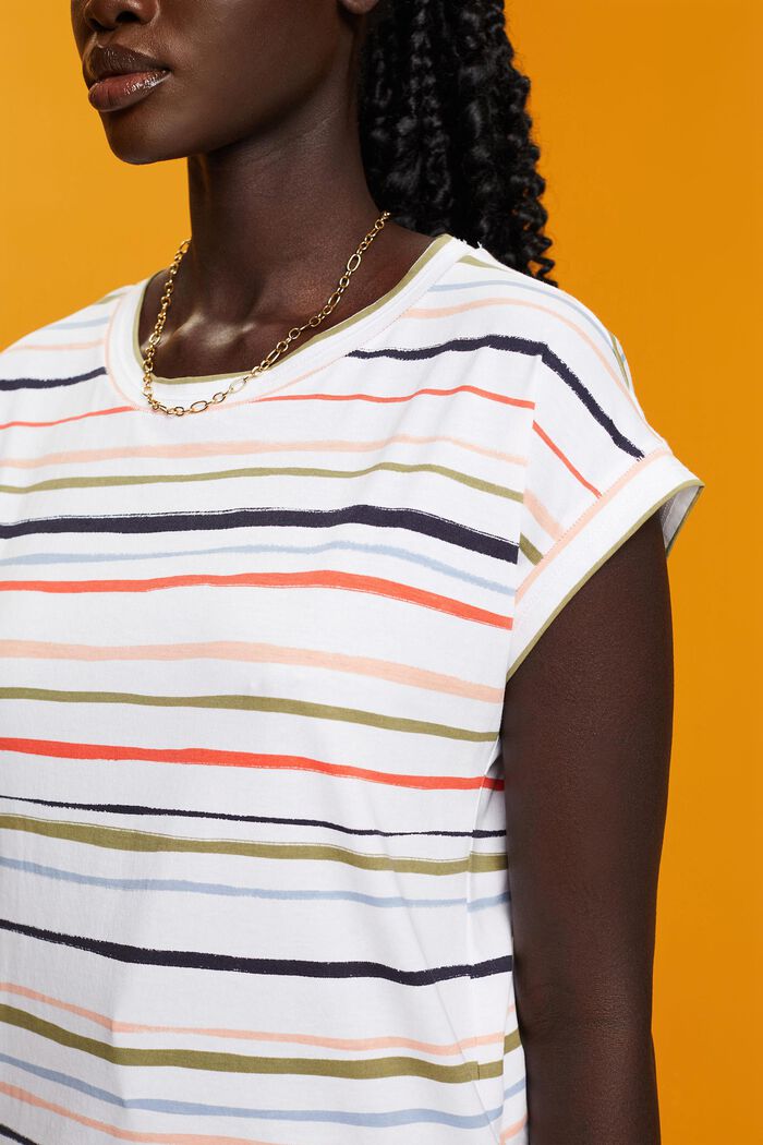 Striped t-shirt, 100% cotton, WHITE, detail image number 2