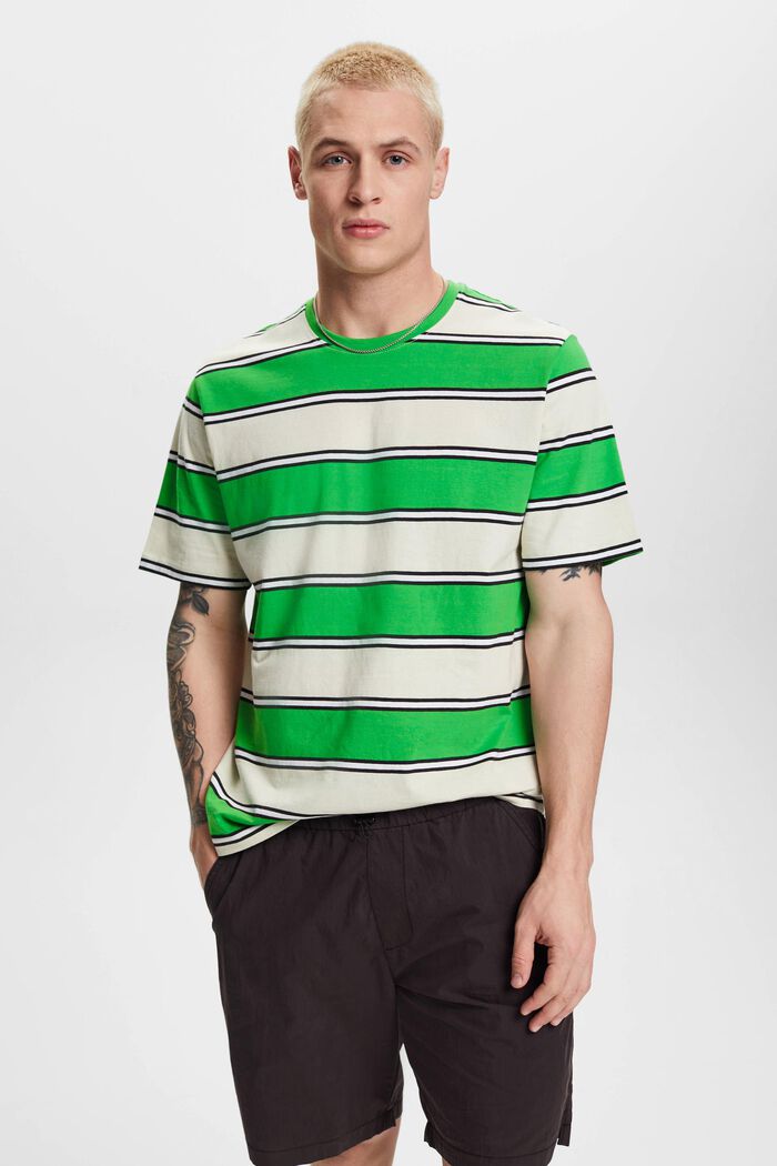 Striped sustainable cotton T-shirt, GREEN, detail image number 0