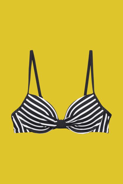 Padded & underwired bikini top with stripes