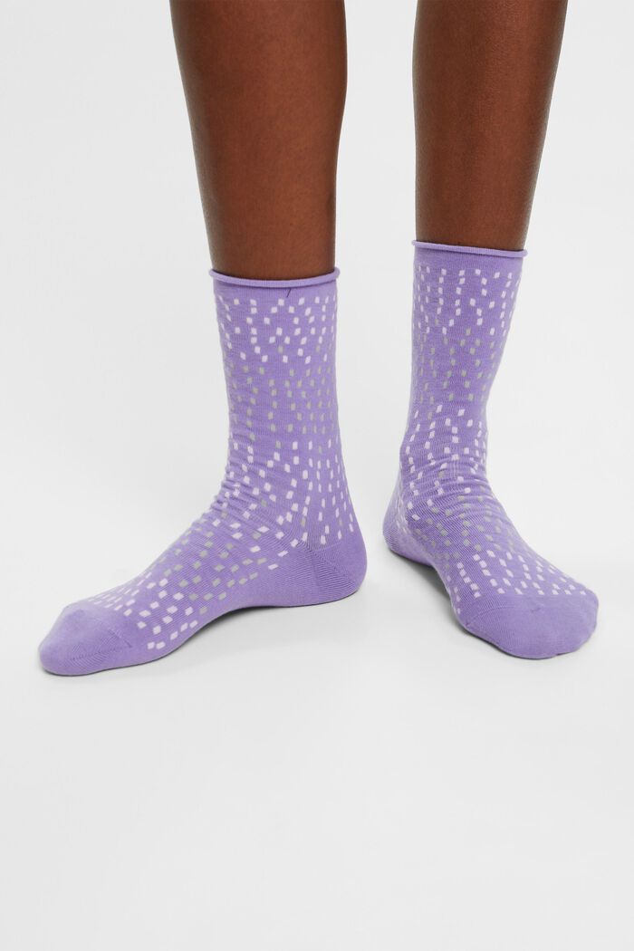 2-pack of dot pattern socks, organic cotton, BLACK/VIOLET, detail image number 1