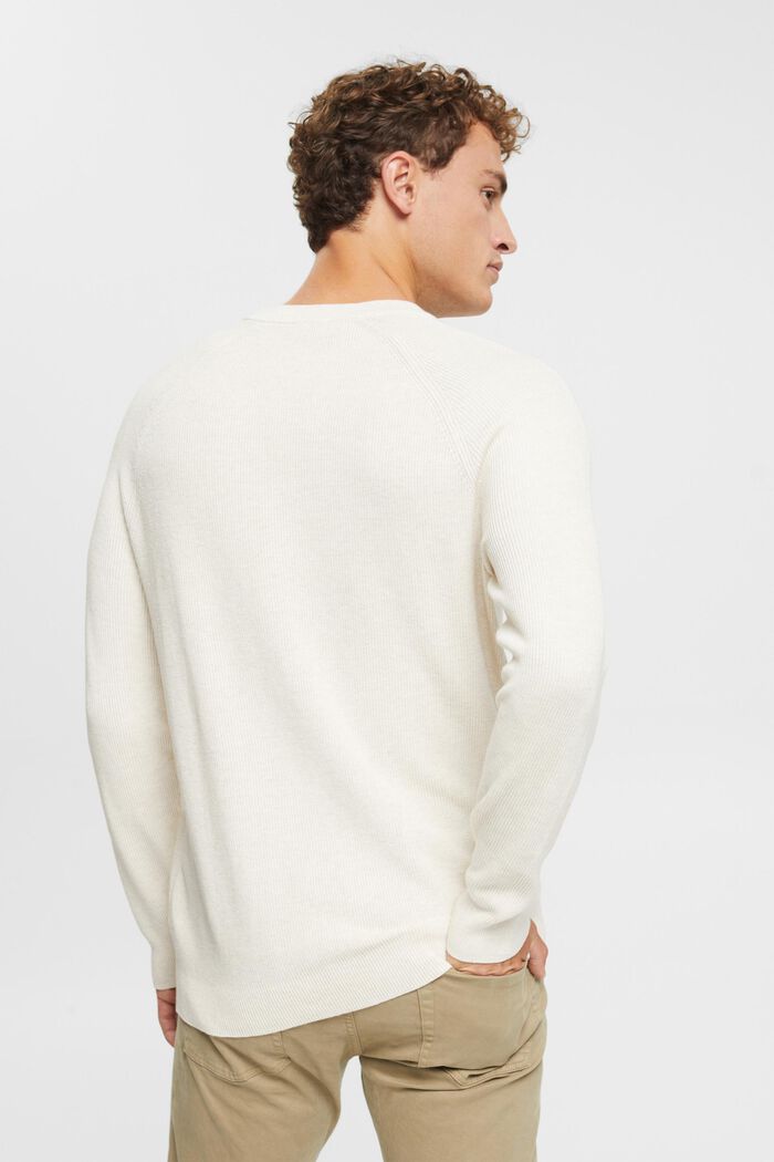Crewneck jumper, 100% cotton, OFF WHITE, detail image number 3