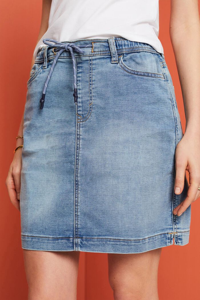 Jogger-style jeans mini skirt, BLUE LIGHT WASHED, detail image number 2