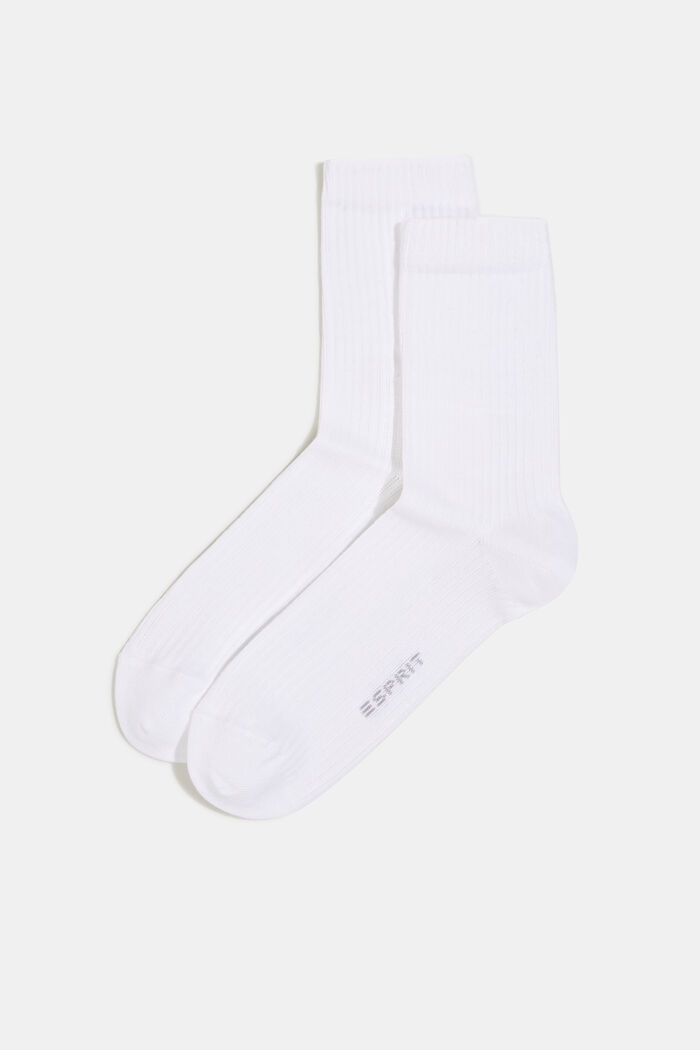Double pack of socks with a ribbed texture, WHITE, overview