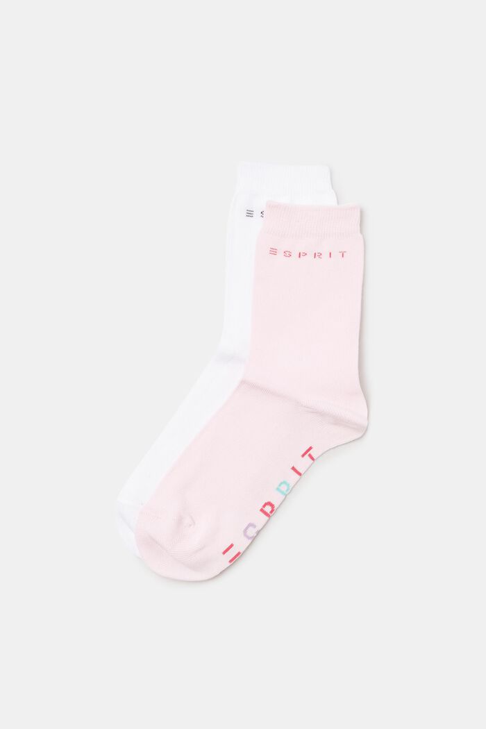 Kids' socks with logo, WHITE/ROSE, detail image number 0