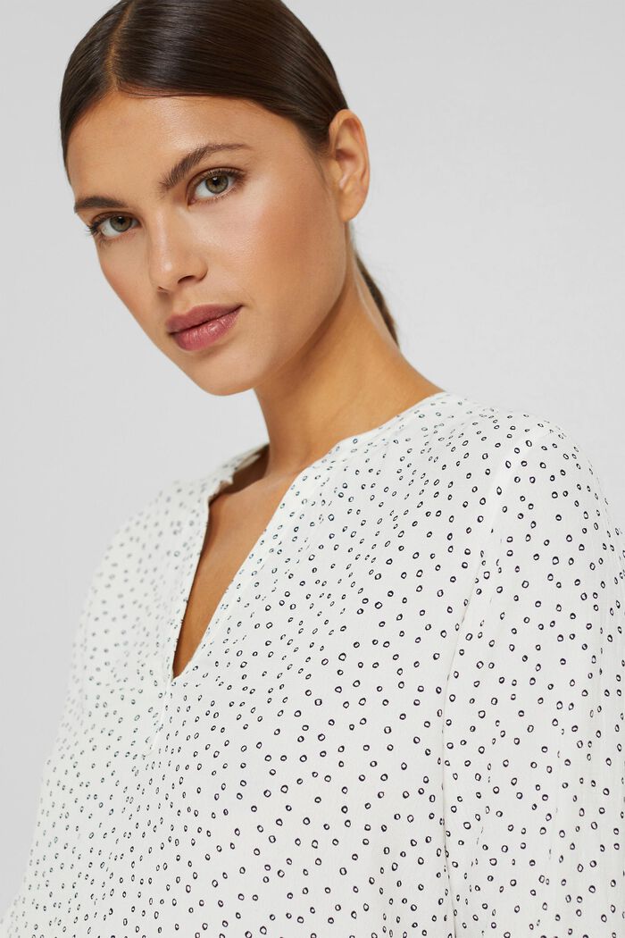 Patterned print blouse made of LENZING™ ECOVERO™, NEW OFF WHITE, detail image number 5