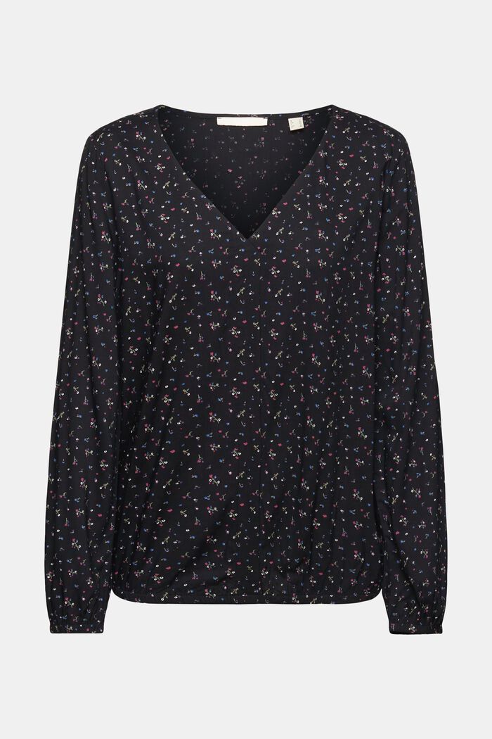 Patterned blouse, LENZING™ ECOVERO™, NEW BLACK, detail image number 6