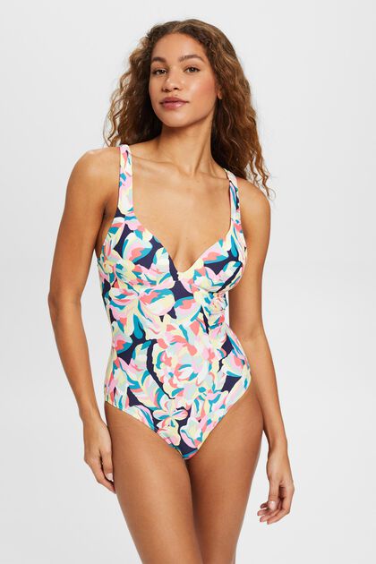 ESPRIT - Carilo beach padded swimsuit with floral print at our online shop