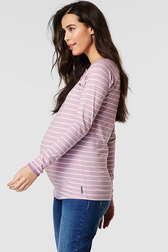 Nursing-friendly long sleeve top made of organic cotton, PALE PURPLE, detail image number 3
