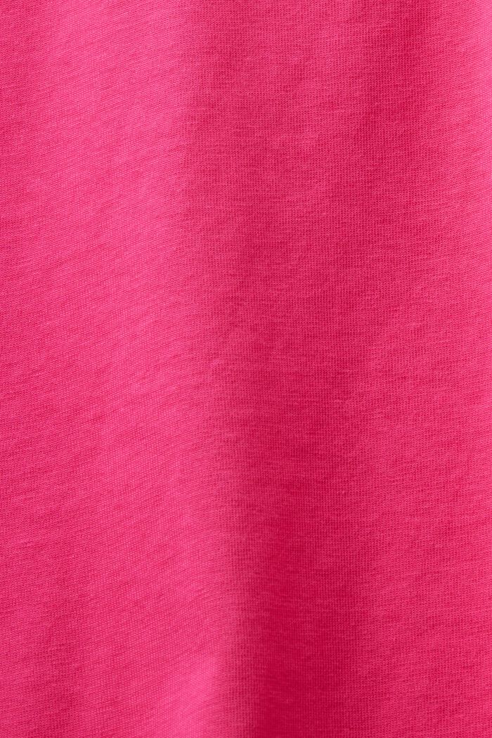 Cotton Crewneck T-Shirt, PINK FUCHSIA, detail image number 4