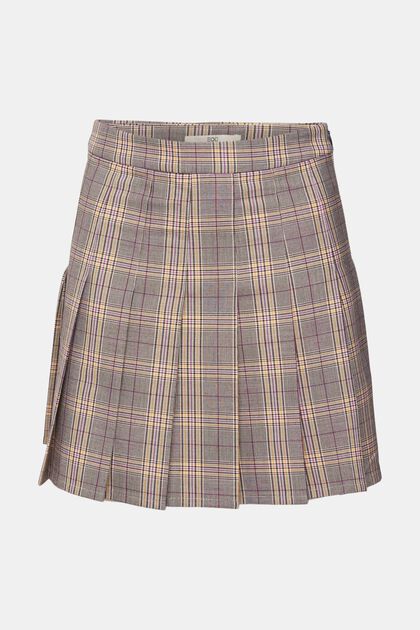 Pleated mini skirt with checked pattern