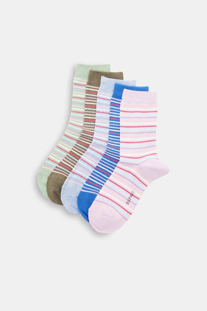 Multi-pack striped socks, organic cotton blend