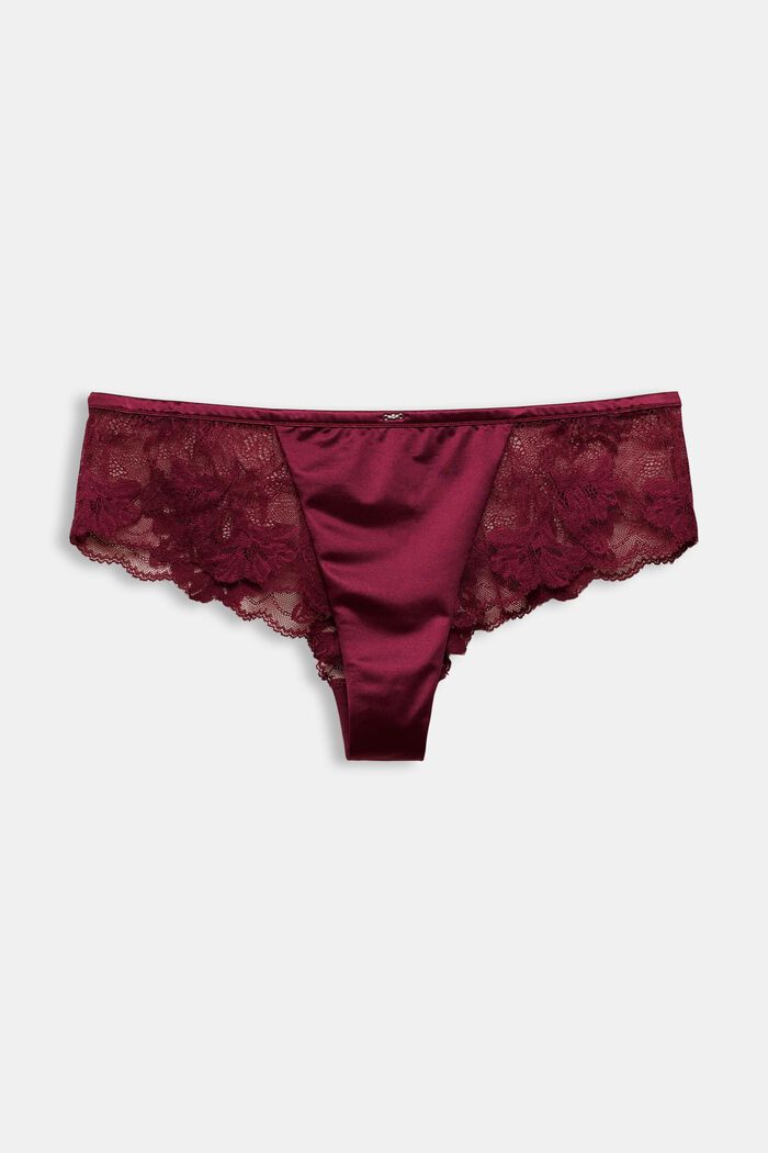 Brazilian shorts made of lace and microfibre, DARK PINK, detail image number 4