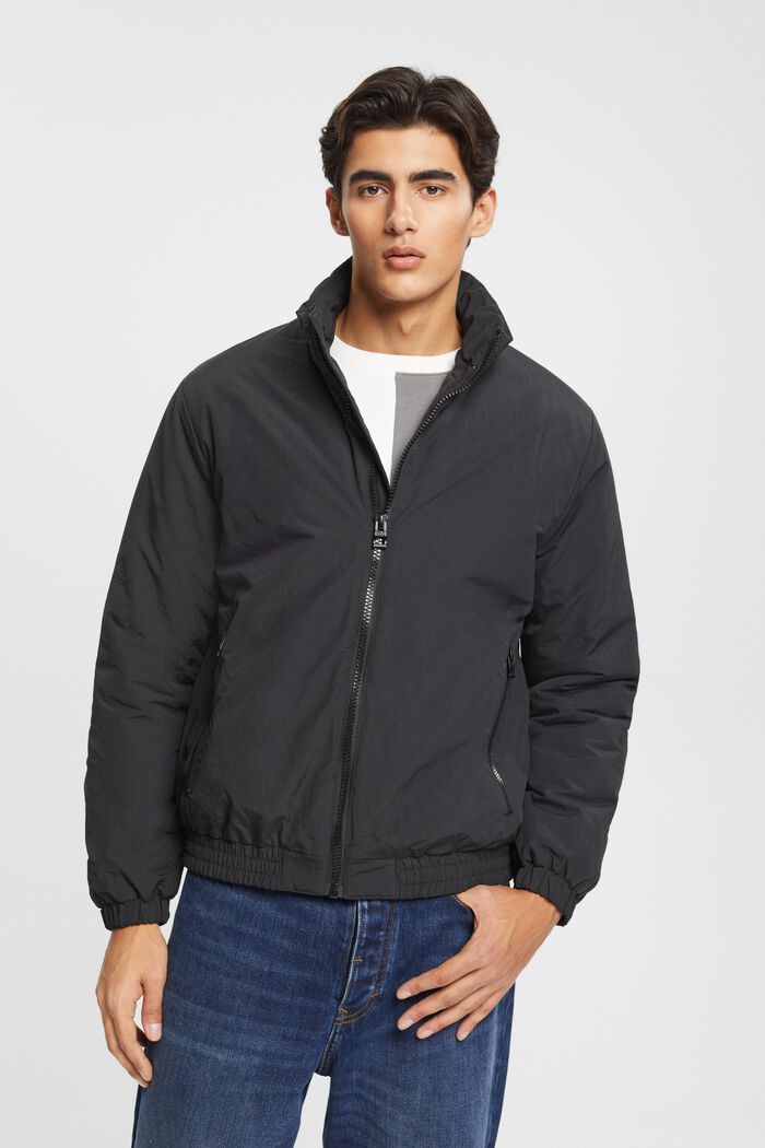 Puffer jacket with stand-up collar, BLACK, detail image number 0
