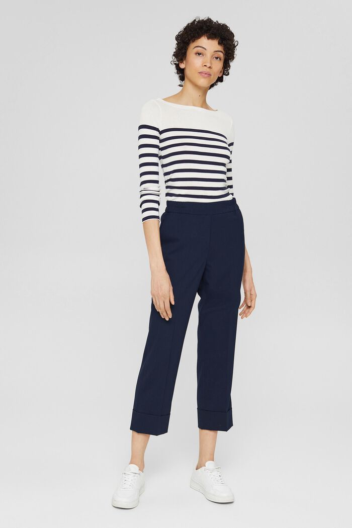 Mid-rise cropped trousers, NAVY, detail image number 2