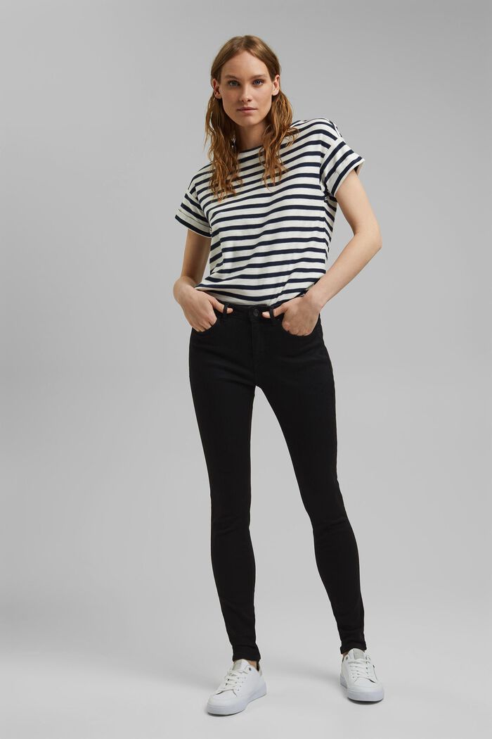 Stretch jeans containing organic cotton, BLACK RINSE, overview