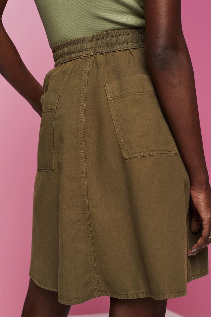 Mini skirt with elasticated waistband, KHAKI GREEN, detail image number 4
