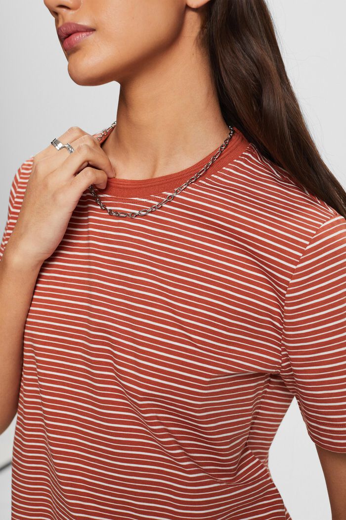 Striped T-shirt, 100% cotton, TERRACOTTA, detail image number 2