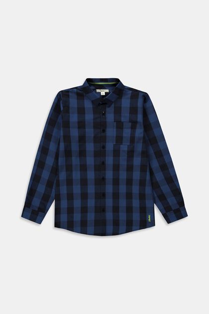 Check patterned shirt, BLUE, overview