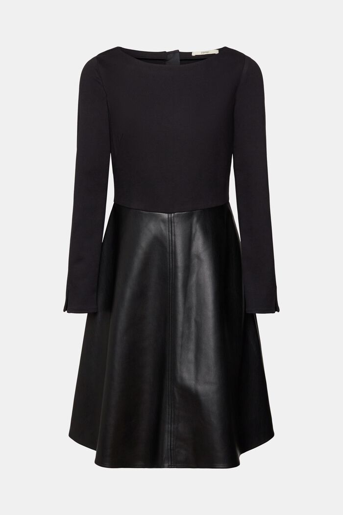 Mixed material mini dress, BLACK, detail image number 2