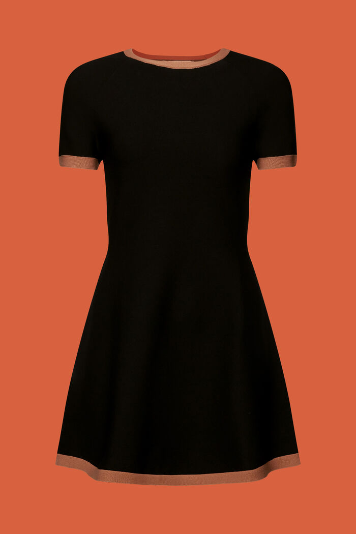 Knitted short-sleeve dress, BLACK, detail image number 5