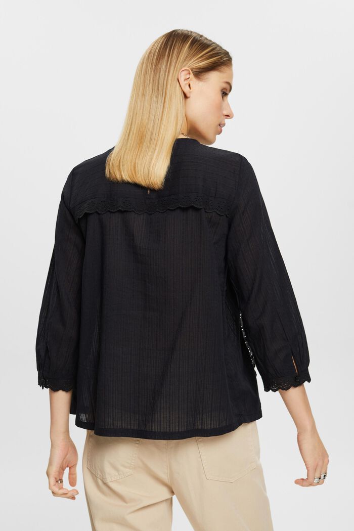 Scallop-edge lace blouse, BLACK, detail image number 3