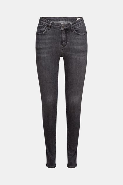 Mid-rise cashmere-touch stretch jeans, GREY DARK WASHED, overview