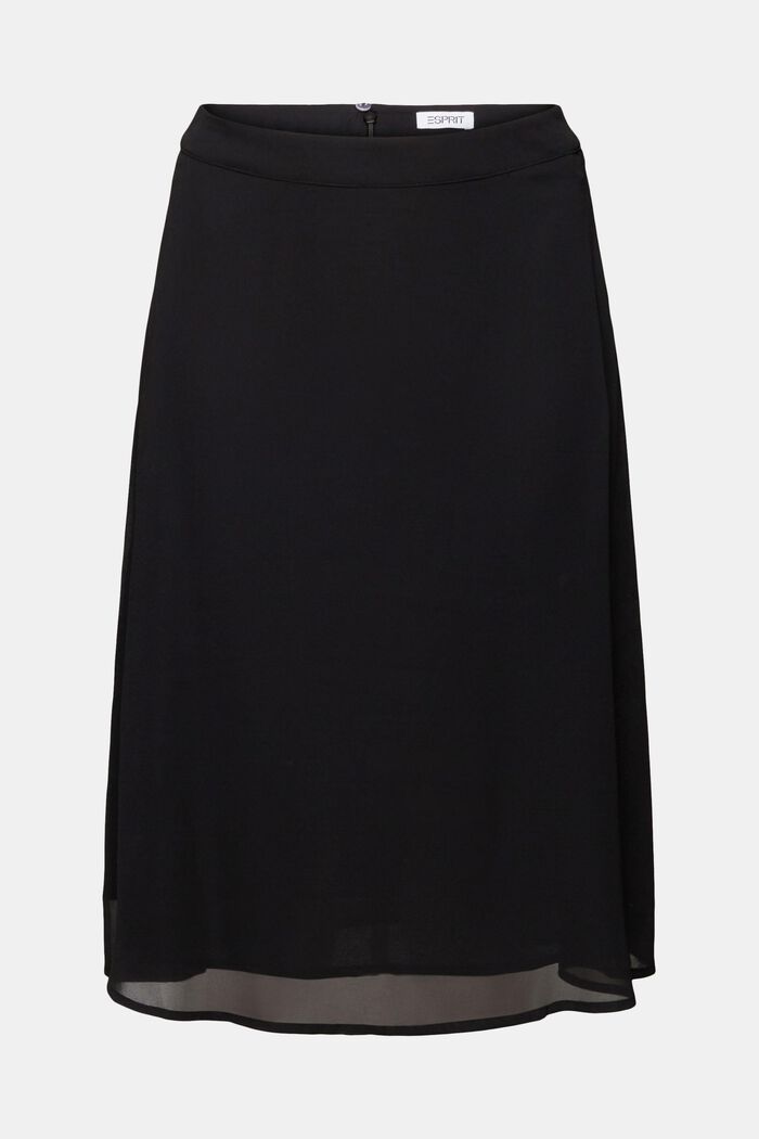 Crêpe Chiffon Midi Skirt, BLACK, detail image number 5