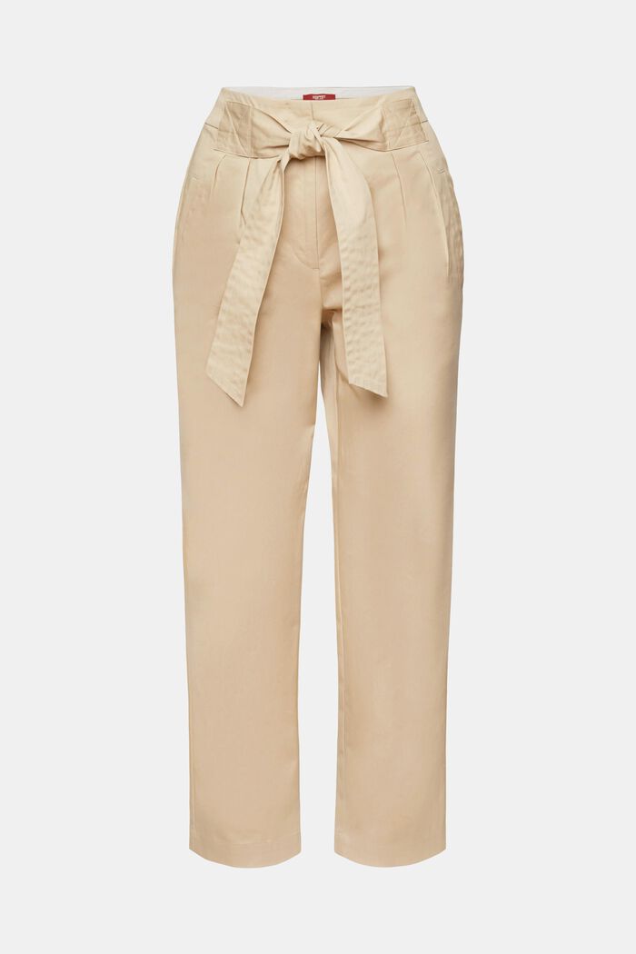 ESPRIT - Chino trousers with a fixed tie belt, 100% cotton at our online  shop