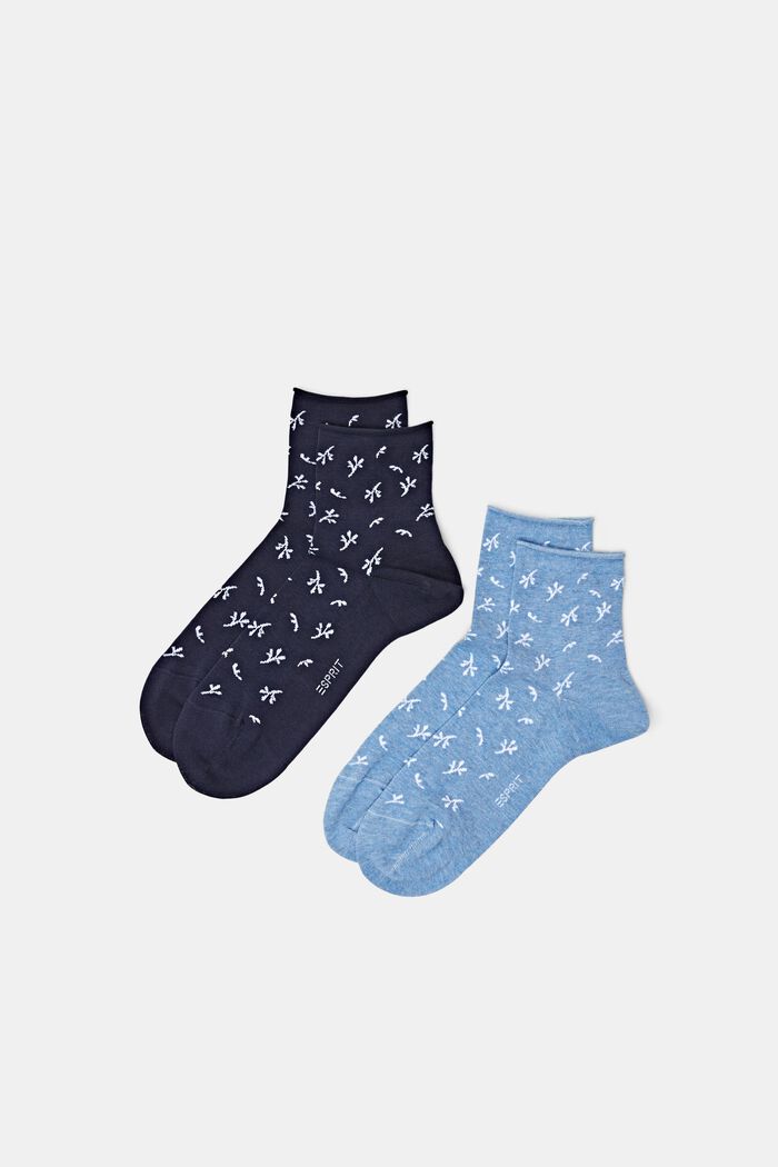 2-Pack Printed Cotton Socks, NAVY/BLUE, detail image number 0