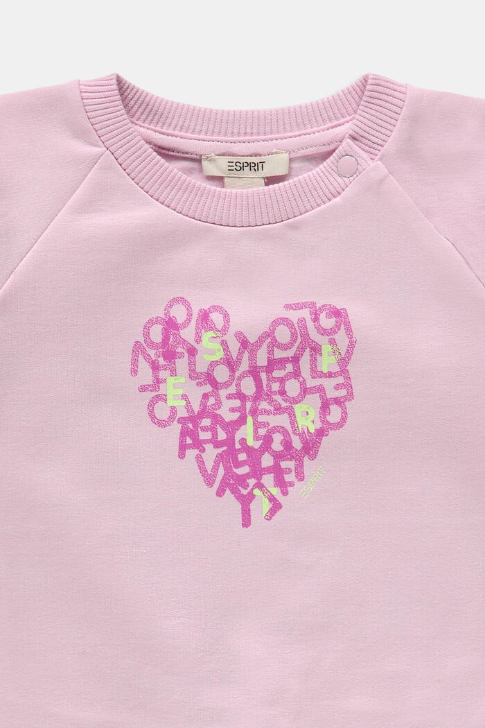 Sweatshirt with heart print, PASTEL PINK, detail image number 1