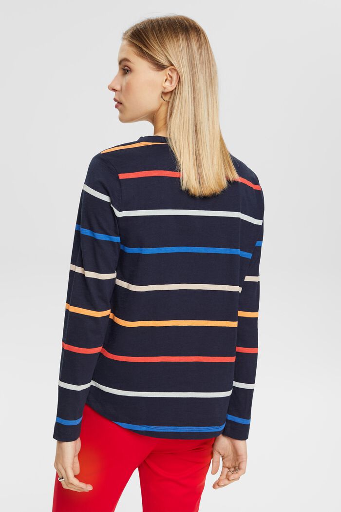 Striped long-sleeved top, NAVY, detail image number 3