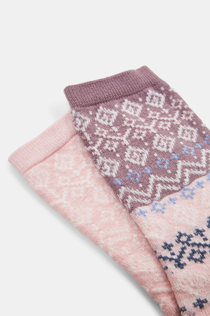 2-pack of Fair Isle socks, organic cotton, ROSE, detail image number 1