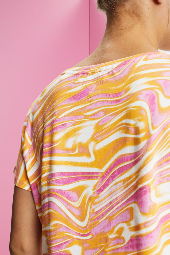 Cropped t-shirt with wavy print, GOLDEN ORANGE, detail image number 2