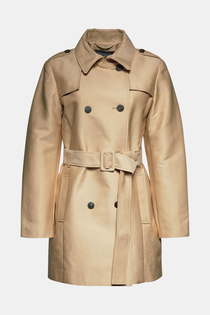 Trench coat in blended cotton, BEIGE, detail image number 0