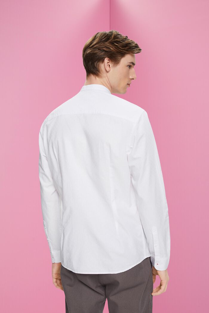 Textured slim fit shirt with band collar, WHITE, detail image number 3